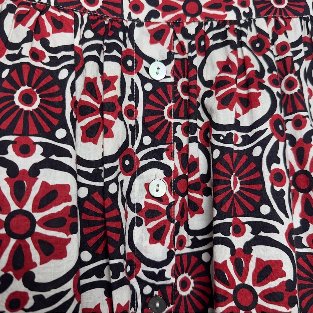 Xirena Taryn Midi Skirt Size S Tiered Cotton Boho Button Front Majorca Mosaic - Picture 4 of 7